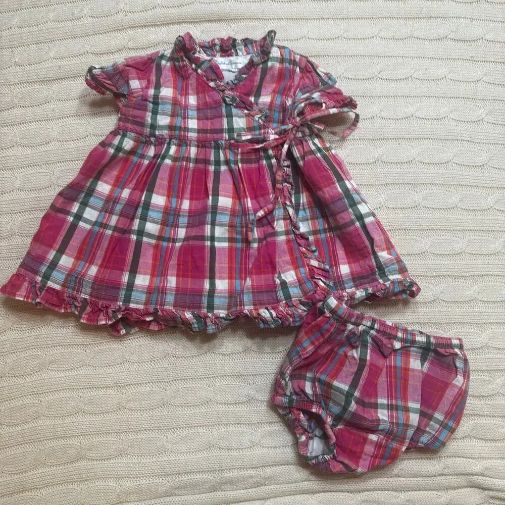 Ralph Lauren Pink Plaid Wrap Dress sz 3 m